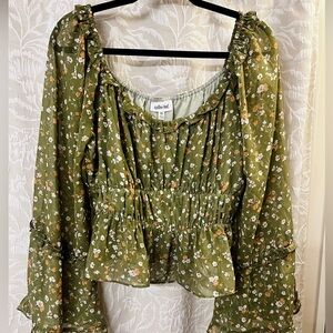 Willow & Root green floral top